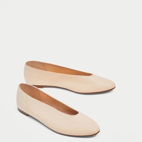 Zara Shoes - Zara Modern Ballet Flat Nude Leather 8